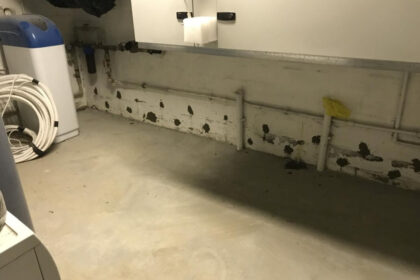 W pomieszczeniu przeprowadzono iniekcję krystaliczną na ścianie.